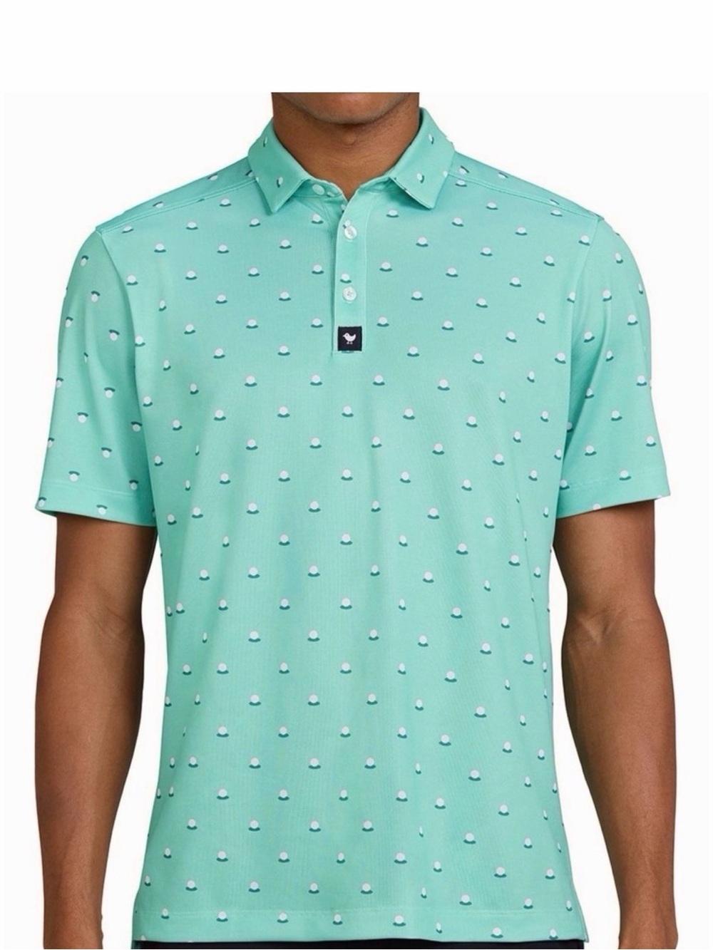 NEW Bad Birdie Aim Point Pique Polo Shirt Mens Medium Dusty Jade Golf Ball $78